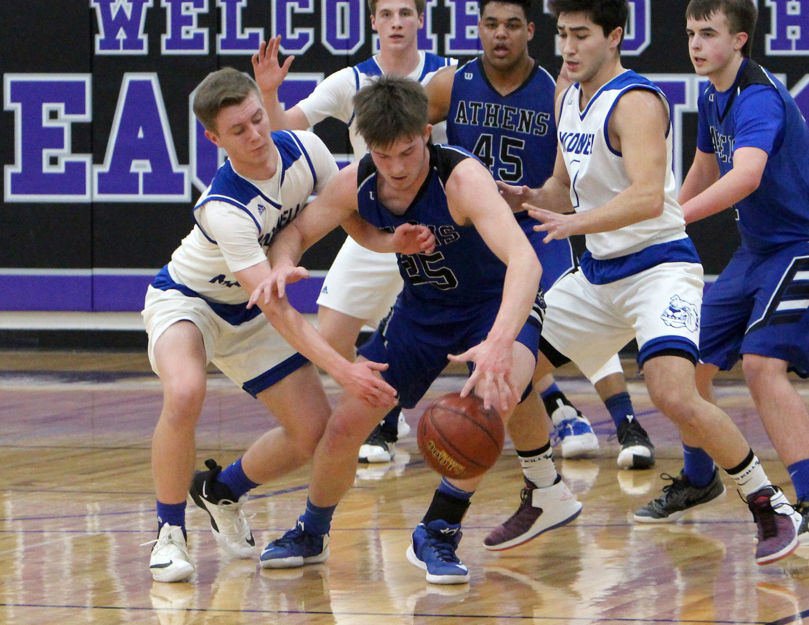Athens vs McDonell boys basketball at Eau Claire Memorial 3-7-19